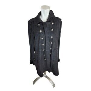 Newport News Military Wool Coatigan Double Breasted Wool Coat Jacket Black Sz XL